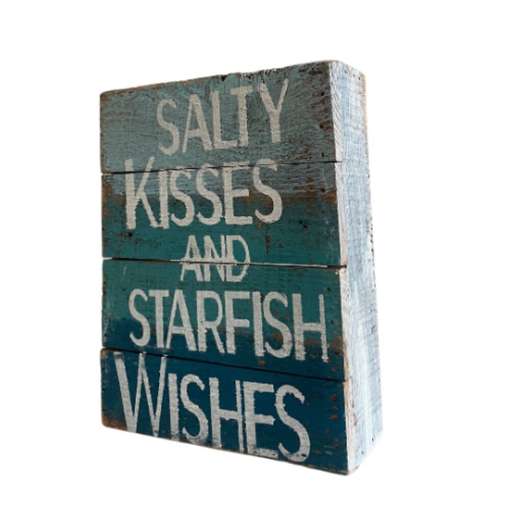 Beachy Teal 'Salty Kisses & Starfish Wishes' Decor Sign | Perfect Coastal Art